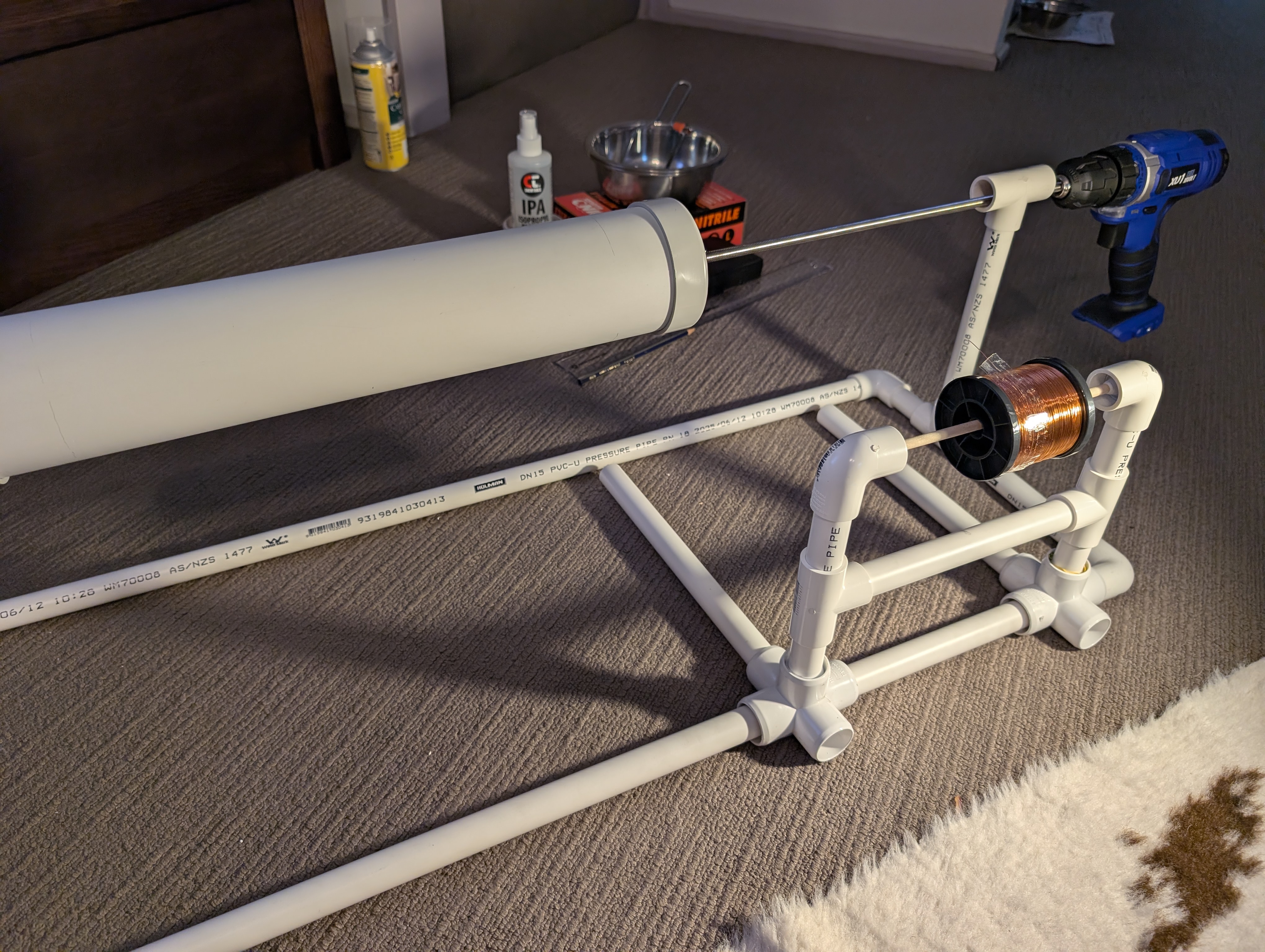 unwound coil winding rig